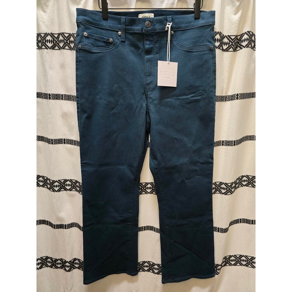 NWT Pistola High Rise Crop Boot dark green stretch jeans size 32 - Picture 1 of 7